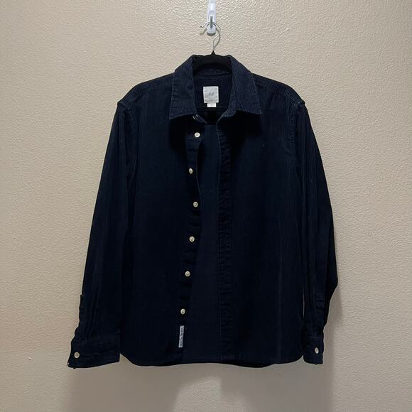 H&M Blue Corduroy Button Front Shacket Shirt Jacket Size Medium Unisex Fit - Picture 2 of 7